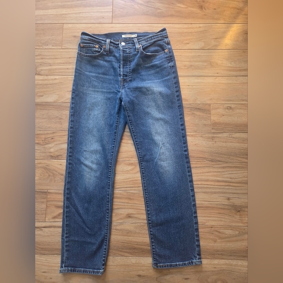 Levi's Wedgie Straight High Rise Button Fly Jeans Womens Size 28 Blue - Picture 1 of 9